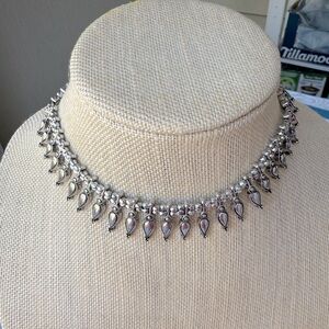 Silver choker style necklace